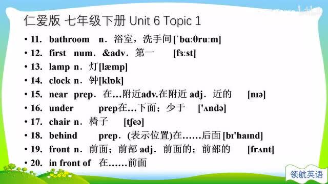 仁爱英语七年级下册Unit6 Topic1单词与短语朗读