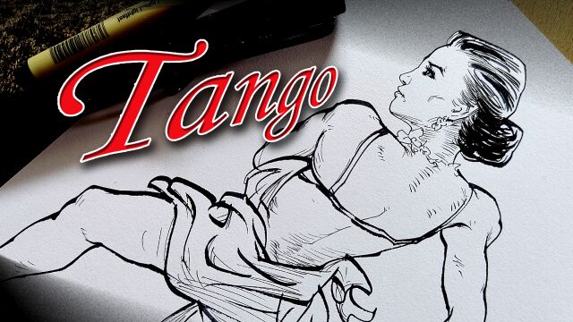 Tango情人秘舞的肢体韵律02 速写探戈 钢笔画 插画