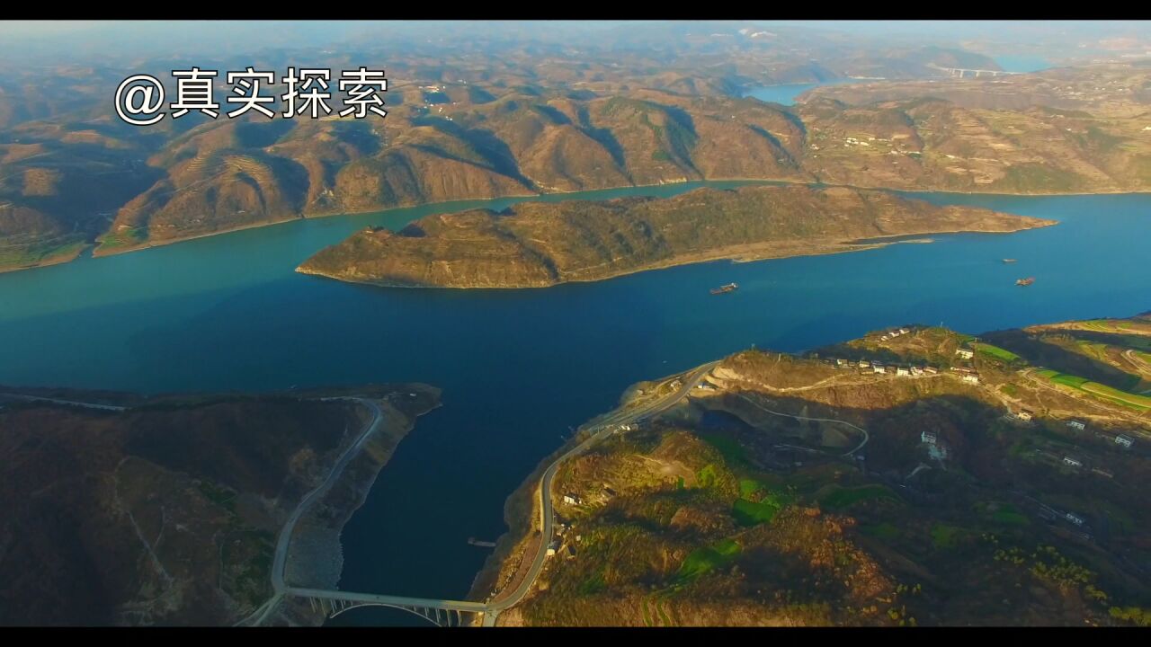 真实探索航拍汉江3:南岸最大支流堵河汇入口之孤岛韩家洲 ,湖北十堰市郧阳区