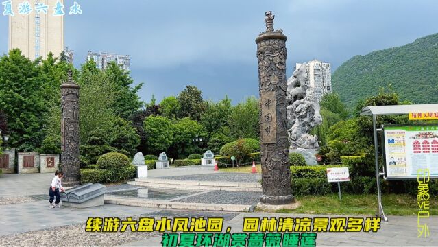 续游贵州六盘水市凤池园,园林清凉景观多样,初夏环湖赏蔷薇睡莲