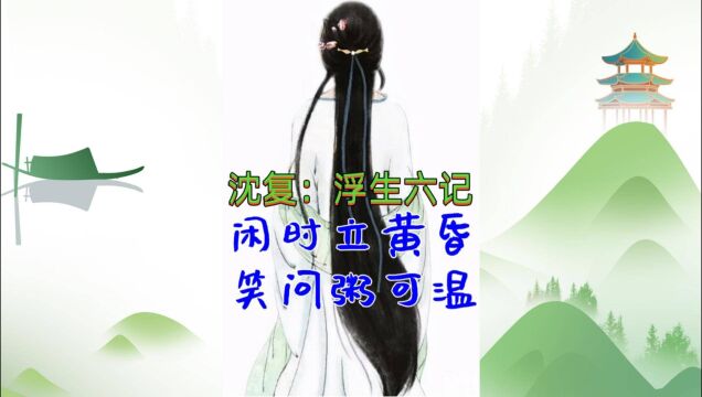 沈复的《浮生六记》:一花一叶的诗意,相伴着一茶一饭的厮守.闲时立黄昏,笑问粥可温,琴声浮或沉,听懂只一人.