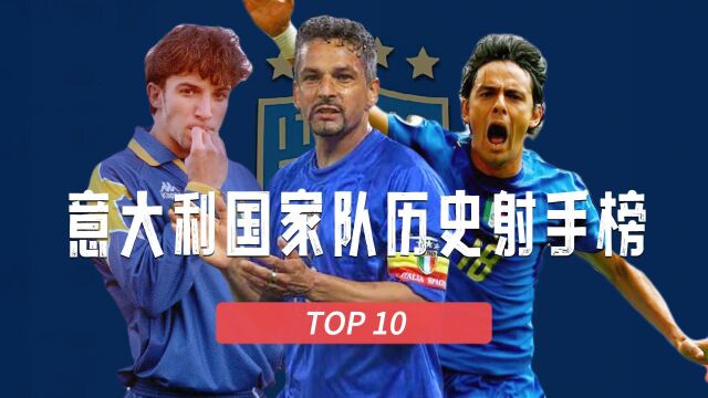 足坛数据库:意大利国家队历史射手榜TOP10,巴乔、皮耶罗在列!