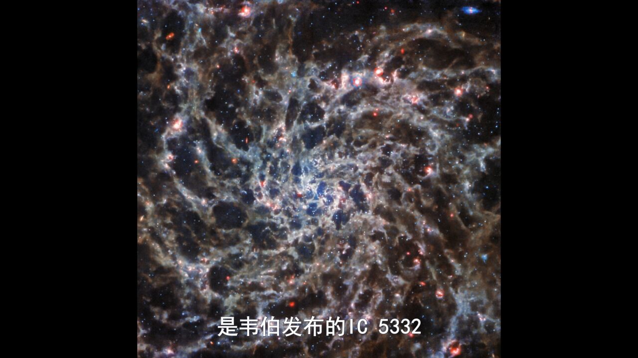 韦伯发布IC5332星系“蜘蛛网”,内部尘埃“骨骼”清晰可见