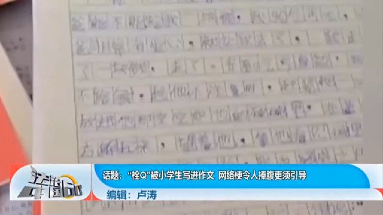 “栓Q”被小学生写进作文,网络梗令人捧腹更须引导