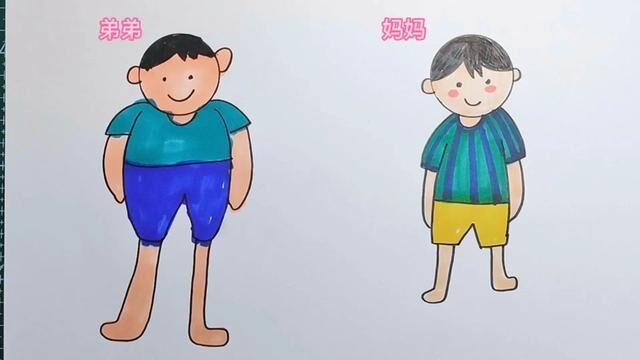 我和妈妈学画小男孩#男孩简笔画 #简笔画 #学画画