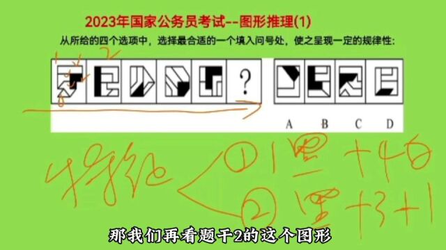 2023年国家公务员考试,图形推理1,考查图形的2个特征规律