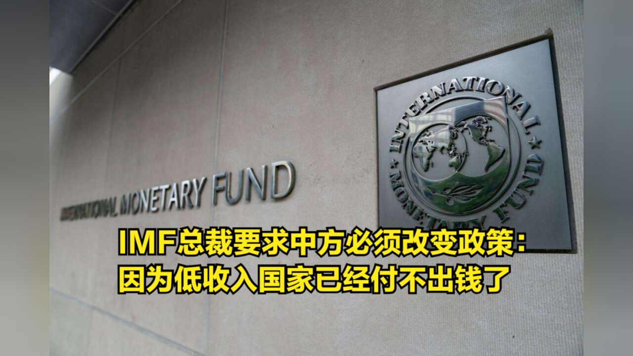 IMF总裁要求中方必须改变政策:因为低收入国家已经付不出钱了