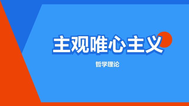 “主观唯心主义”是什么意思?