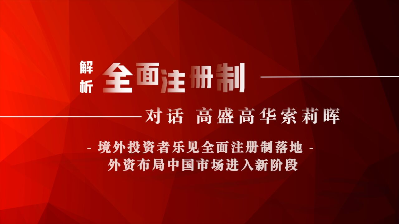 解析全面注册制|对话高盛高华索莉晖:境外投资者乐见全面注册制落地 外资布局中国市场进入新阶段