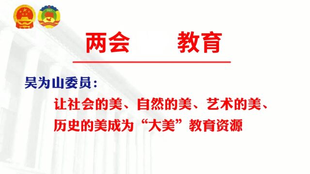 吴为山委员:让社会的美、自然的美、艺术的美成为“大美”教育资源