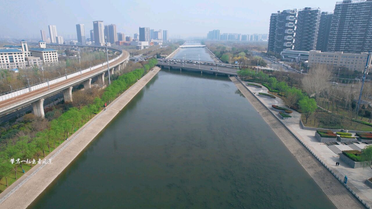 郑州市郑东新区东风渠春天美景万物复苏中