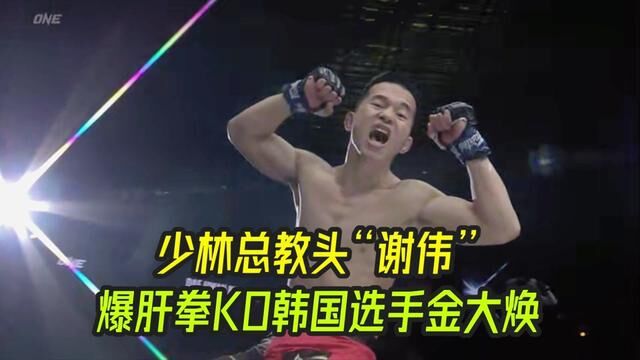 少林总教头“谢伟”爆肝拳KO韩国选手不倒翁金大焕#综合格斗 #mma综合格斗 #搏击 #泰拳 #踢拳