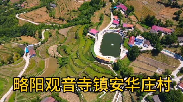 航拍陕西:略阳观音寺镇安华庄村,一个美丽的村庄,庄稼丰收了