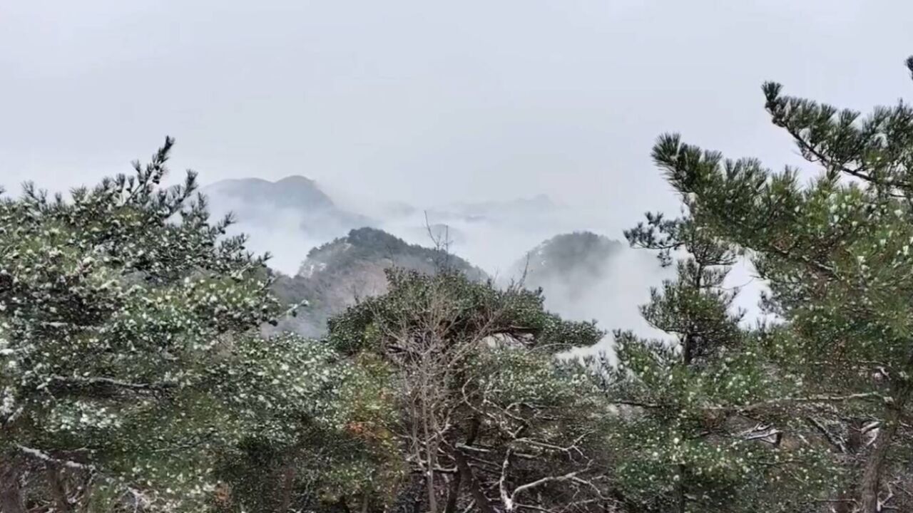 俯瞰临沂蒙山今冬首场降雪 好似一幅美丽的水墨画卷