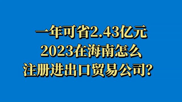 2023年在海南怎么注册进出口贸易公司?