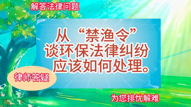 从“禁渔令”谈环保法律纠纷应该如何处理