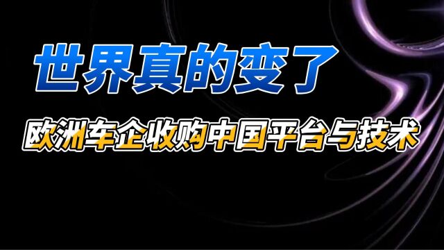 世界真的变了 欧洲车企收购中国平台与技术