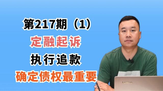 第217期(上):定融起诉:执行追款,确定债权最重要