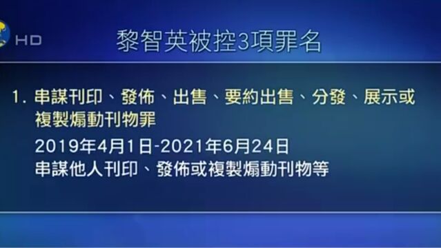 黎智英危害国安案18日预审,9月25日正式开审