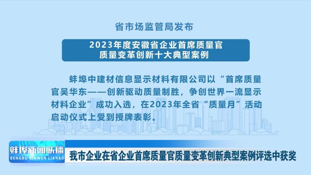 我市企业在省企业首席质量官质量变革创新典型案例评选中获奖