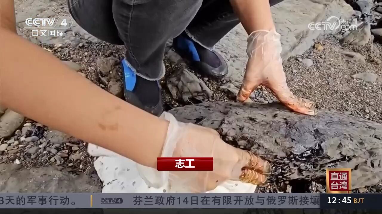 台湾东海岸出现重油污染 海洋生物遭殃