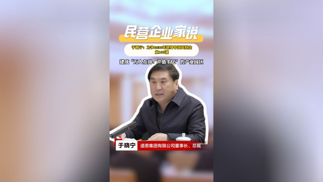 民营企业家说|于晓宁:力争2030年跻身中国民营企业100强