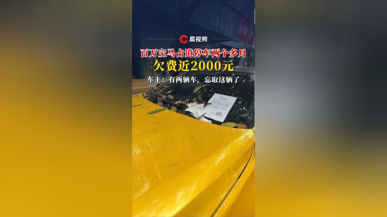 百万宝马占道停车两个多月,欠费近2000元,车主:有两辆车,忘取这辆了