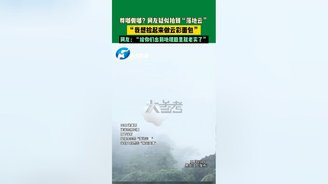 11月23日,黑龙江尊嘟假嘟?网友疑似拍到“落地云”,我想捡起来做云彩面包