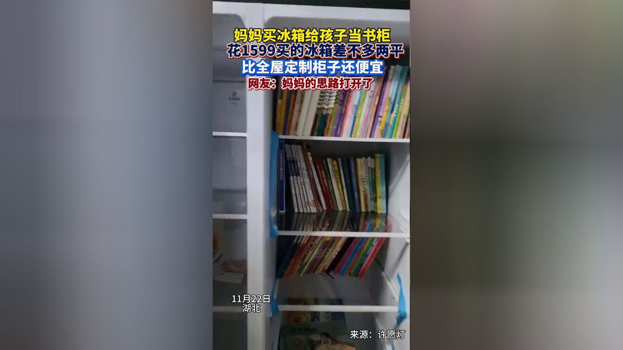 妈妈给孩子买冰箱当书柜:空间大,价格比全屋定制柜子便宜