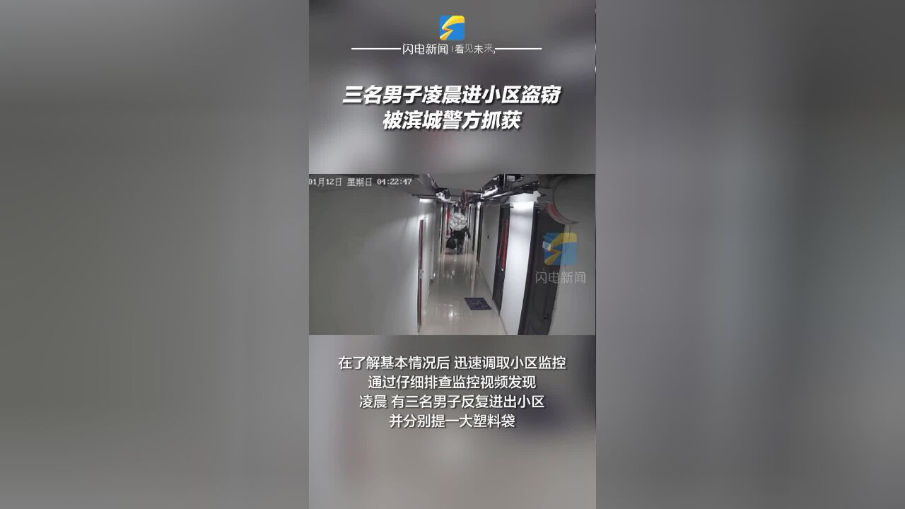 三名男子凌晨进小区盗窃 被滨城警方抓获