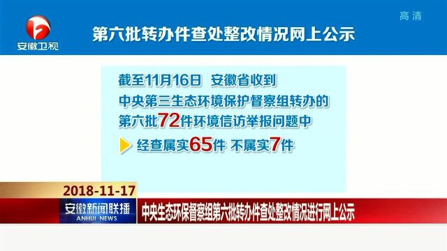 中央生态环保督察组第六批转办件查处整改情况进行网上公示