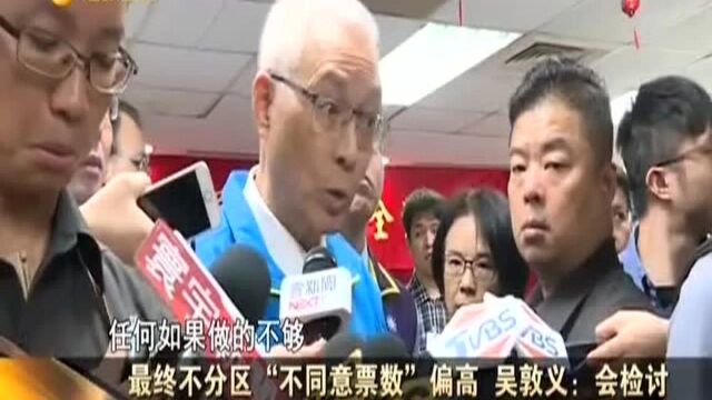 最终不分区“不同意票数”偏高 吴敦义:会检讨