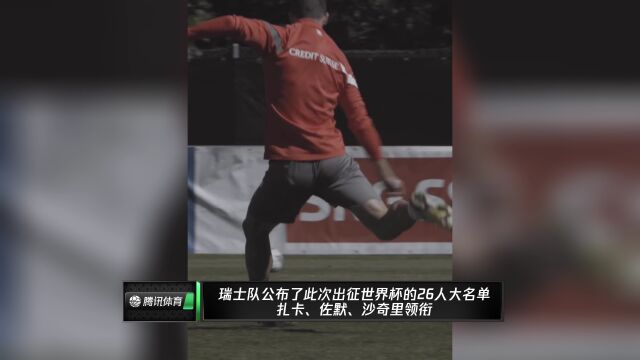 瑞士队公布世界杯26人名单 扎卡、佐默、沙奇里领衔