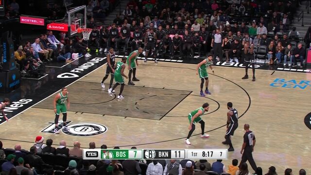 NBA常规赛：凯尔特人vs篮网第1节英文原声回放