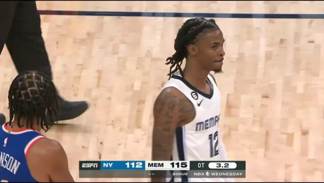 NBA常规赛：尼克斯vs灰熊加时赛中文解说回放