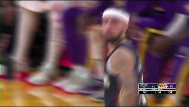 NBA常规赛：鹈鹕vs湖人第3节英文原声回放