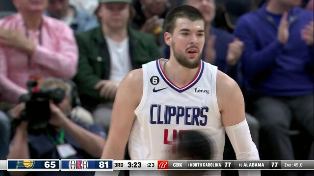 NBA常规赛：步行者vs快船第3节中文解说回放