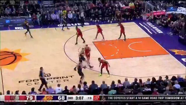 NBA常规赛：开拓者vs太阳第3节英文原声回放