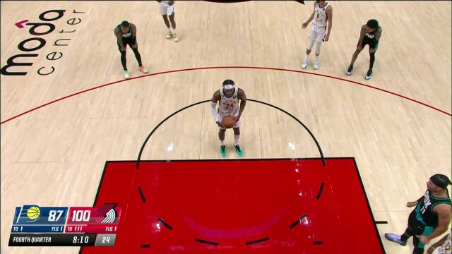 步行者vs开拓者第4节英文原声回放