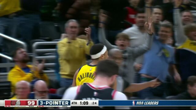 希尔德抢断反击上篮+哈利伯顿致命三分 二人连取5分锁定胜局