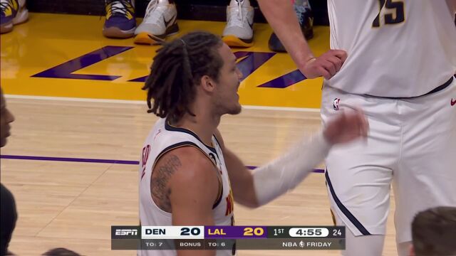 NBA常规赛：掘金vs湖人第1节中文解说回放