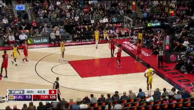 NBA常规赛：湖人vs猛龙第4节中文解说回放