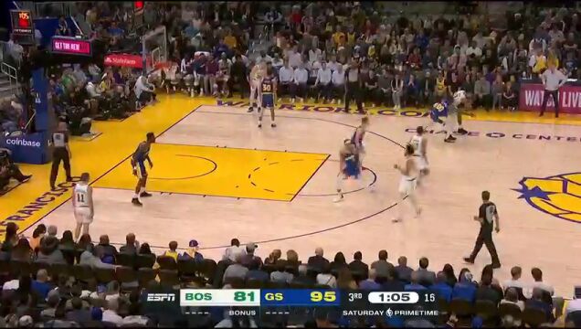 NBA常规赛：凯尔特人vs勇士第3节中文解说回放