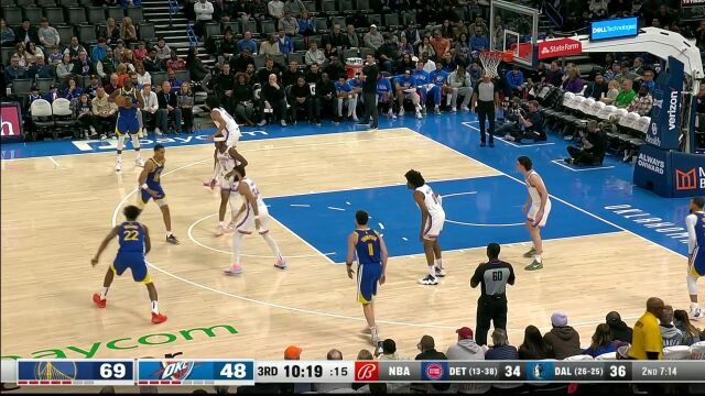 NBA常规赛：勇士vs雷霆第3节英文原声回放