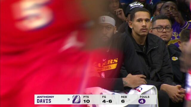 NBA常规赛：湖人vs费城第4节英文原声回放