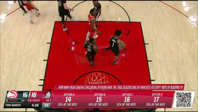 NBA常规赛：老鹰vs开拓者英文原声全场回放