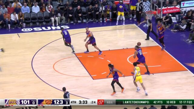 NBA常规赛：湖人vs太阳 英文解说全场回放
