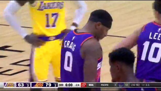 NBA常规赛：湖人vs太阳第3节 中文解说回放