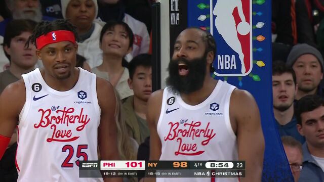 NBA常规赛：费城vs尼克斯第4节英文原声回放