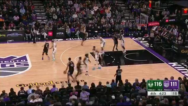 雄鹿vs国王第4节英文原声回放